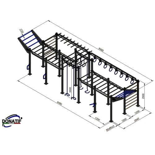 Estructura de calistenia personalizable - CH3 | Exterior - Medidas