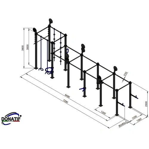 Cadre de gymnastique suédoise Cross Fitness - CH8 | Extérieur - Mesures