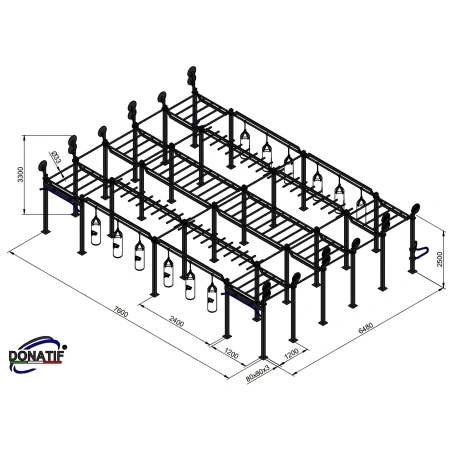 Struttura Calisthenics Tripla - CH12 | Parco Outdoor - Misure