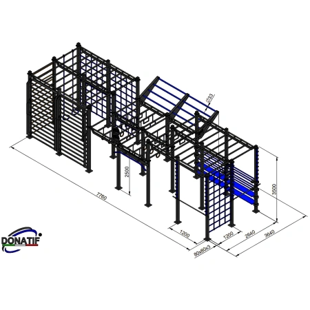 Structure d’entraînement à obstacles de gymnastique suédoise - CH17 | Extérieur - Mesures