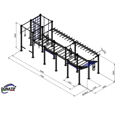 Structure de gymnastique suédoise multi-stations - CH18 | Street Workout - Mesures
