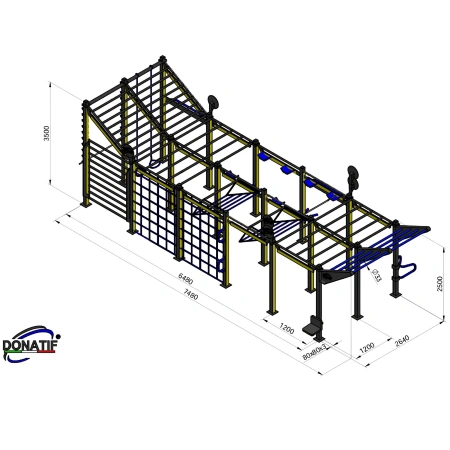 Structure de gymnastique suédoise avec lumières LED - CH26 | Parc extérieur - Mesures