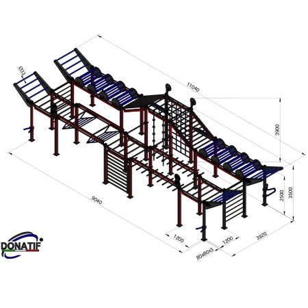 Structure de gymnastique suédoise avec éclairage - CH27 | Extérieur - Mesures