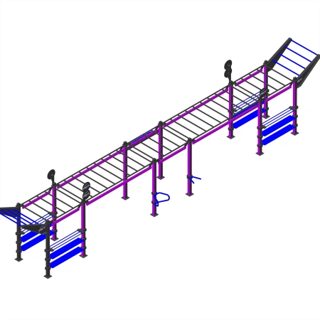 Struttura Calisthenics con Led Viola - CH29 | Street Workout - Visuale Totale