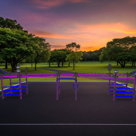 Structure de gymnastique suédoise avec Led violette - CH29 | Street Workout - Vue extérieure