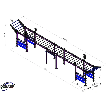 Structure de gymnastique suédoise avec Led violette - CH29 | Street Workout - Mesures