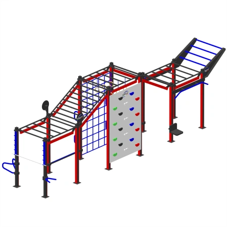 Structure de gymnastique suédoise avec LED rouges - CH30 | Parc extérieur - Vue latérale