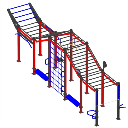 Calisthenics-Struktur mit roten LEDs - CH30 | Outdoor-Park - Vollansicht