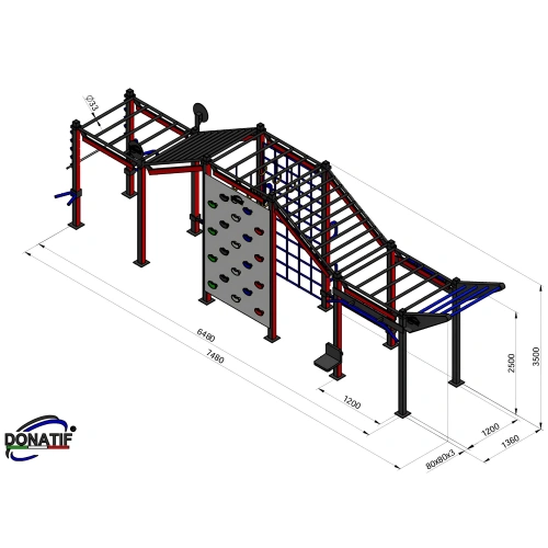 Calisthenics-Struktur mit roten LEDs - CH30 | Outdoor Park - Maße
