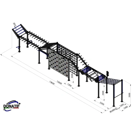 Structure de gymnastique suédoise Ninja OCR Path - CH31 | Extérieur - Mesures
