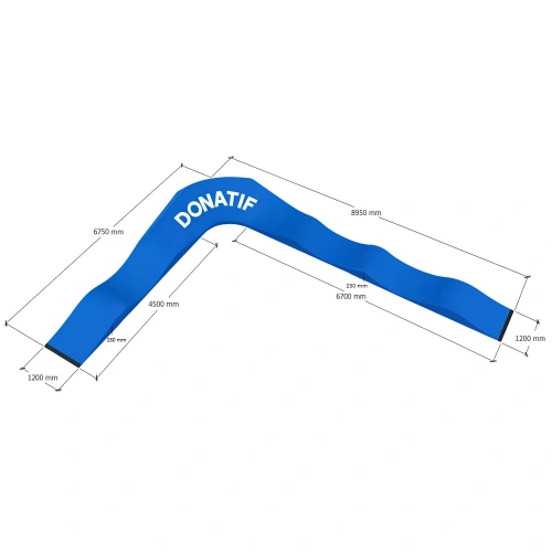 Rampe de skateboard en forme de L - RMP15 | Professionnel - Mesures