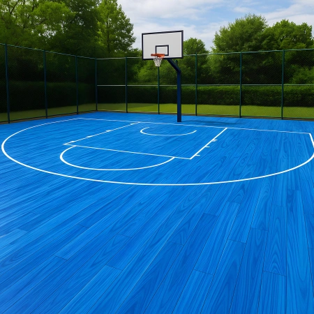 Suelo de PVC para baloncesto - 8 mm de espesor | Exterior - Vista al campo