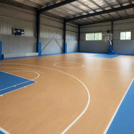 PVC-Boden für Basketball - 8 mm Stärke | Indoor - Blick auf den Indoor-Platz