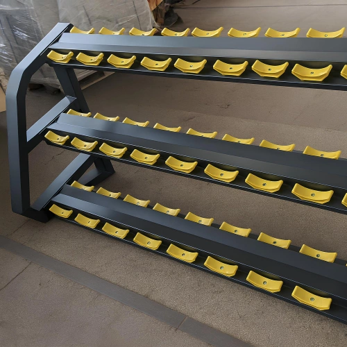 Dumbbell rack with 3 shelves - 12 pairs - corner view