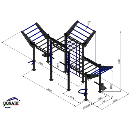 Structure modulaire de gymnastique suédoise - CH9 | Street Workout - Mesures