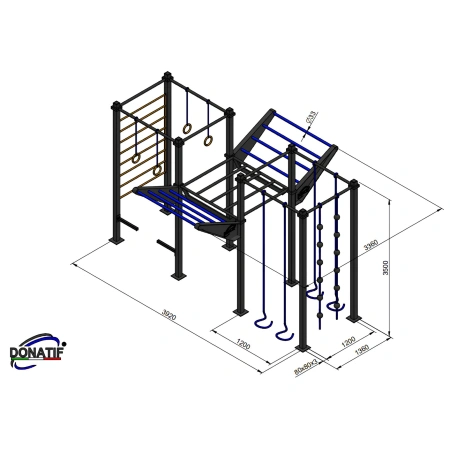 Structure de gymnastique suédoise Park - CH11 | Street Workout - Mesures
