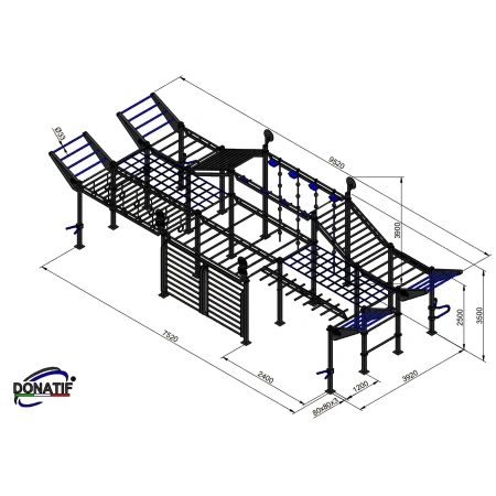 Structure de gymnastique suédoise adaptable - CH32 | Street Workout - Mesures
