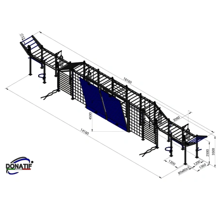 Estructura de calistenia de Carrera de obstáculos - CH38 | Exterior - Medidas