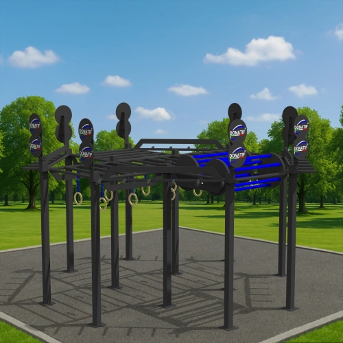 Calisthenics Gestell mit Ringen - CH40 | Professionell - Außenansicht