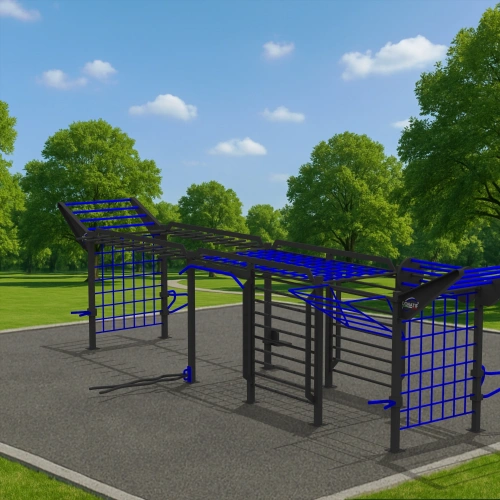 Calisthenics-Struktur mit mehreren Hindernissen - CH49 | Outdoor-Park - Blick ins Freie