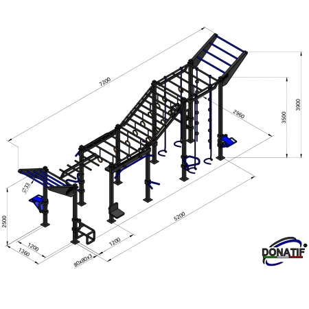 Estructura de cuerda de escalada - CH50 | Calistenia - Medidas