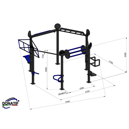 Estructura de calistenia hexagonal - CH51 | Street Workout - Vista de medición