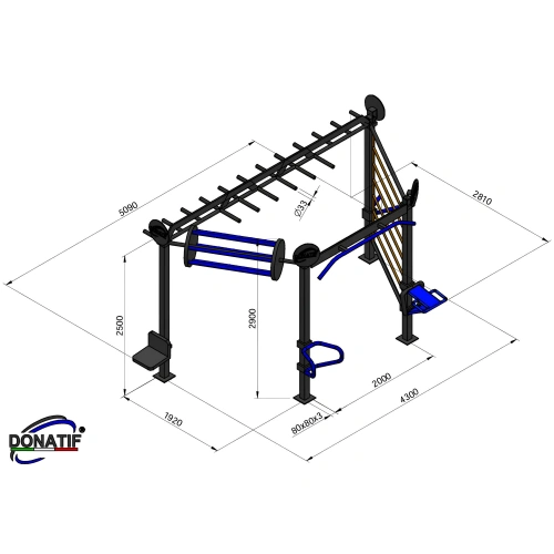Estructura con Escalera Vertical - CH53 | Calistenia - Medidas