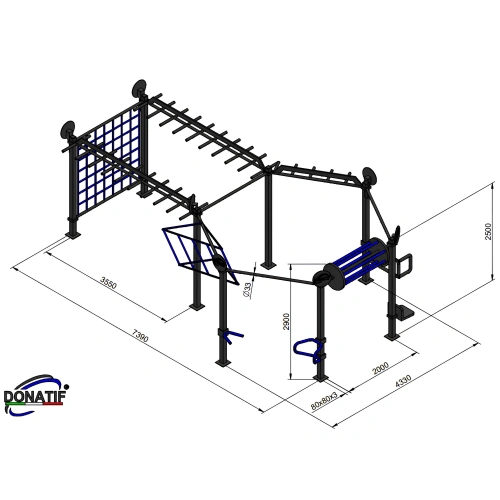 Struttura Calisthenics con Rullo - CH54 | Street Workout - Misure