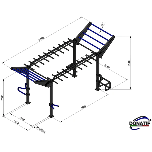 Structure à barres horizontales - CH55 | Parc extérieur - Mesures