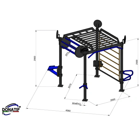 Structure de gymnastique suédoise multi-utilisateurs - CH58 | Street Workout - Mesures