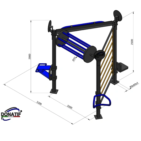 Dreieckige Calisthenics-Struktur - CH59 | Street Workout - Maße