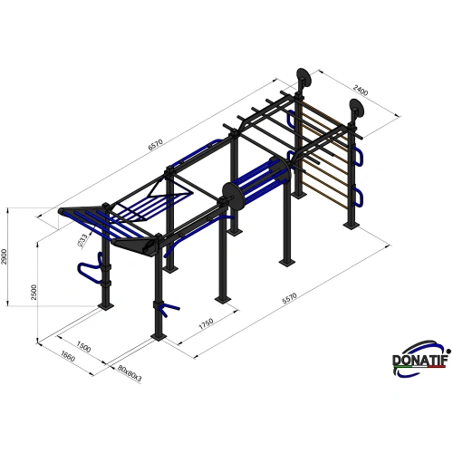 Estructura de calistenia para entrenamiento de agarre - CH61 | Exterior - Medidas