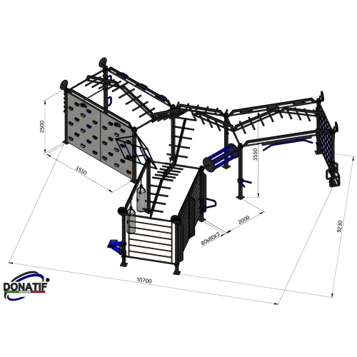 Structure avec mur d’escalade - CH62 | Gymnastique suédoise - Mesures