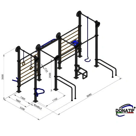 Structure extérieure en acier galvanisé - CH64 | Gymnastique suédoise - Mesures