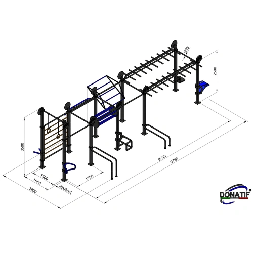 Structure de gymnastique suédoise anticorrosion - CH69 | Extérieur - Mesures