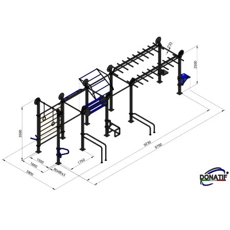 Structure de gymnastique suédoise anticorrosion - CH69 | Extérieur - Mesures