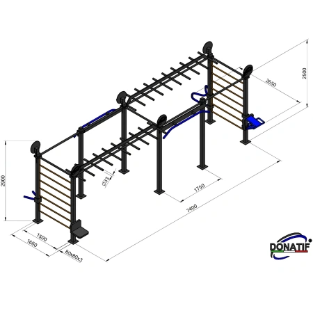 Cadre de gymnastique d’extérieur - CH70 | Street Workout - Mesures