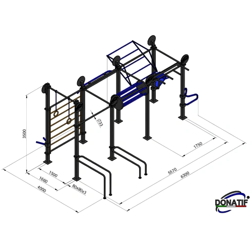 Struttura da Calisthenics e Parkour - CH71 | Parco Outdoor - Misure