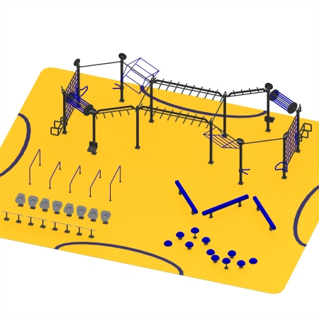 Structure d’expérience complète de gymnastique suédoise - CH73 | Extérieur - Vue latérale