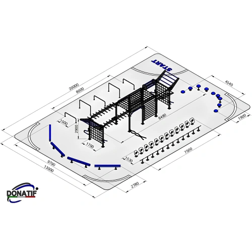 Estructura con barras paralelas bajas y altas - CH74 | Profesional - Mediciones