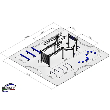 Estructura del área de fitness al aire libre - CH75 | Street Workout - Medidas