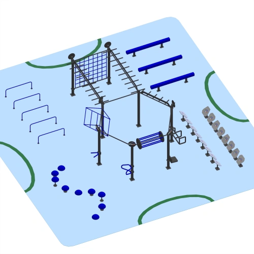 Struttura per Aree Fitness Outdoor - CH75 | Street Workout - Visuale Laterale
