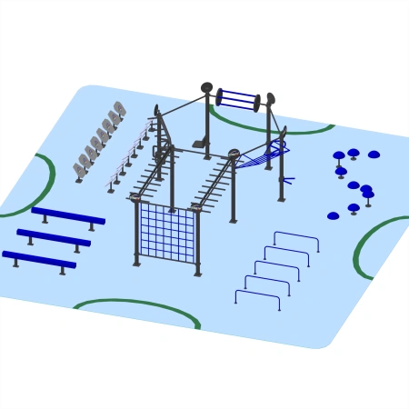 Structure de l’espace fitness extérieur - CH75 | Street Workout - Vue totale