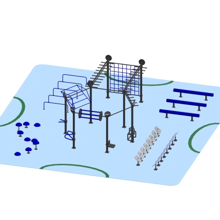 Struktur des Fitnessbereichs für den Außenbereich - CH75 | Street Workout - Vollansicht