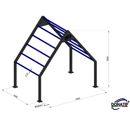 Estructura piramidal con escaleras inclinadas - CH86 | Exterior - Medidas