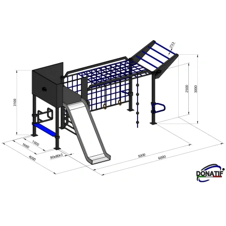 Struttura Calisthenics con Scivolo - CH88 | Parco Outdoor - Misure