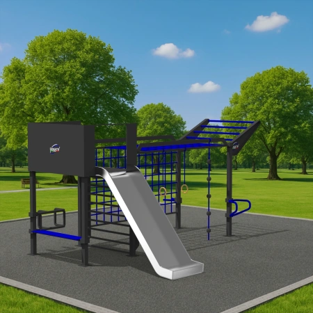 Structure de gymnastique suédoise avec toboggan - CH88 | Parc extérieur - Utilisation