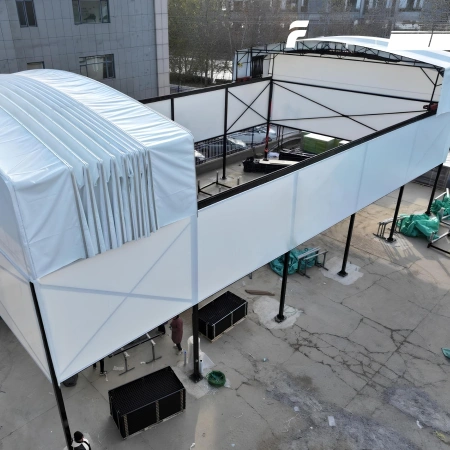 Copertura per Campo da Padel Apribile Elettricamente - CP80 - Visuale Campo in Costruzione