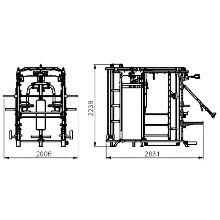 Komplettes Gym Rack - MR200 | Kabel, Schmied, Beinpresse - Hallenplan