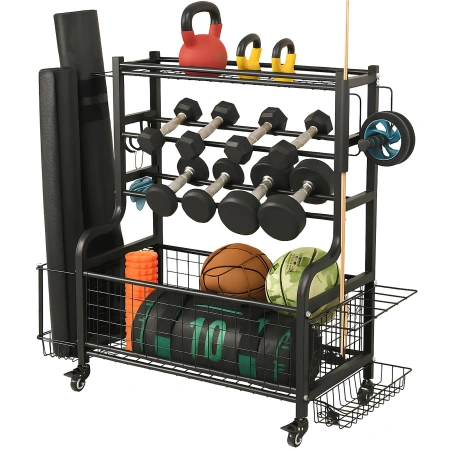 Rack multifonction avec 4 étagères - RPS5 | Salle de sport - Vue complète